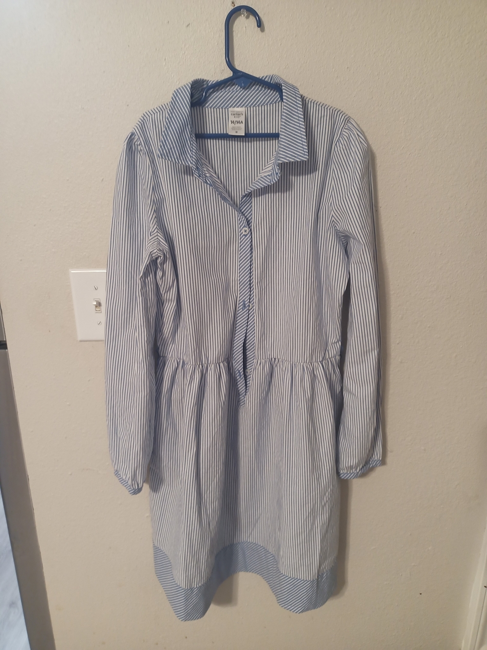 Carters KIDS Blue and White Striped Button-Front Kids Dress